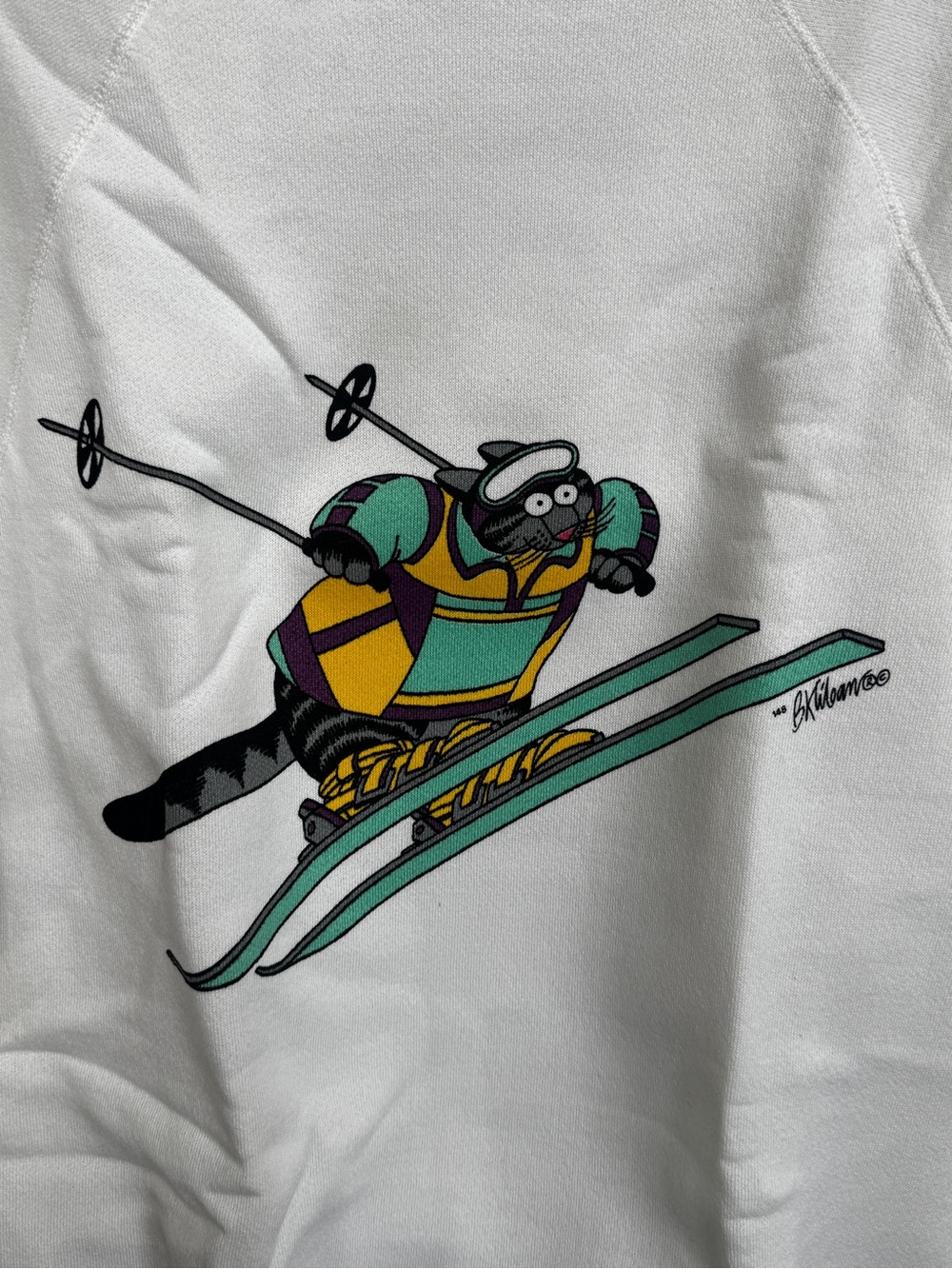 Vintage 70s Rare Large Crazy Shirts Hawaii B. Kliban Ski Cat Sweatshirt - Picture 3 of 13